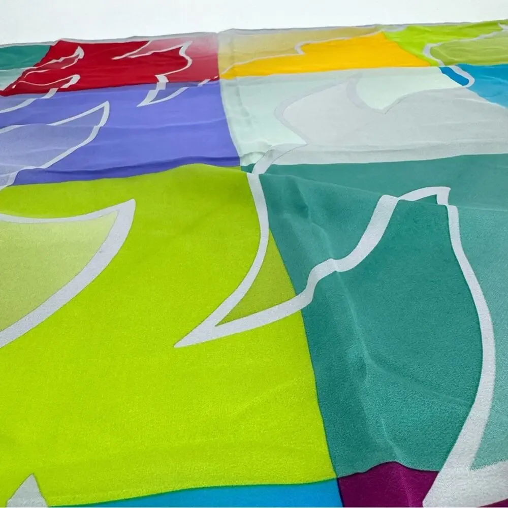 Vintage Marja Kurki‎ Colorful Geometric Silk Scarf